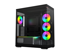 MONTECH TG3 Panoramic ATX Mid-Tower PC Case, Pre-Installed 360mm ARGB Unibody Fans & 1x120mm ARGB Fan, ARGB Strip, Supports 360mm Radiator, RTX 5090 GPUs & Back-Connect Motherboards, Black