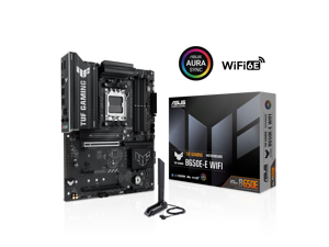 ASUS TUF GAMING B650E-E WIFI AMD AM5 B650 ATX motherboard, 8+2+1 80A DrMOS stage, DDR5, PCIe 5.0 Ready, 3x M.2, Wi-Fi 6E, 2.5 Gb LAN, DisplayPort, HDMI, USB 20Gbps Type-C, BIOS FlashBack, Aura Sync