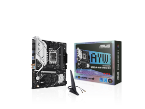 ASUS B760M-AYW WIFI D4 II Intel B760 (LGA 1700) microATX mATX motherboard, PCIe 5.0 x16 Support, two M.2 slots, DDR4, Realtek 2.5Gb Ethernet, Wi-Fi 6, HDMI, SATA 6 Gbps, front USB 5Gbps, Aura Sync