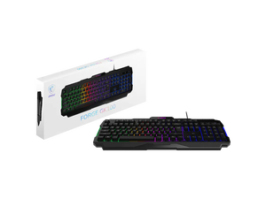 MSI FORGE GK100 Wired Gaming Keyboard, Full-Size 104-Key Membrane Keyboard, RGB Backlit, 19-Key Anti-Ghosting, Hotkey Media Control, for PC Gaming & Office, Black