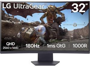 LG UltraGear 32" QHD 2K 1440P 180Hz with AMD FreeSync (Adaptive Sync) 1ms HDR10 1000R Curved Gaming Computer Monitor 32GS60QC-B