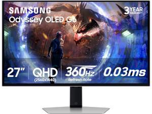 Samsung Odyssey G6 27" QHD 2K 1440P 360Hz FreeSync Premium Pro 0.03ms HDR10+ PIP OLED Gaming Computer Monitor with Height Adjustable, Swivel, Pivot & Tilt Stand LS27DG602SNXZA