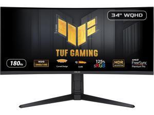 ASUS TUF Gaming 34 inch UltraWide QHD 2K 1440P 180Hz AMD FreeSync Premium Pro (Adaptive Sync) 1ms HDR400 ELMB Curved Gaming Computer Monitor with Height Adjustable, Swivel & Tilt Stand VG34VQL3A