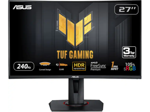 ASUS TUF Gaming 27" Full HD 240Hz AMD FreeSync Premium (Adaptive Sync) 1ms ELMB SYNC Built-in Speakers Curved Gaming Computer Monitor with Swivel & Tilt Stand VG27VQMY