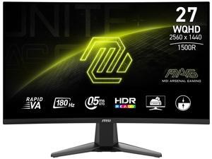 MSI 27" QHD 2K 1440P 180Hz with AMD FreeSync Sync 0.5ms HDR Ready support VRR Ai Vision Less Blue Light Anti-Flicker Curved Gaming Computer Monitor MAG 27CQ6F