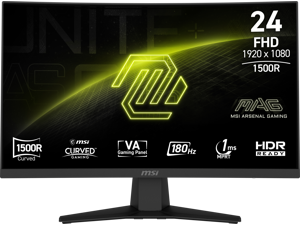 MSI 24 inch (23.6" viewable) Full HD 180Hz AMD FreeSync HDR Ready 1ms 1500R 105% sRGB Anti-Glare Curved Gaming Computer Monitor Frameless Design for both Work and Gaming MAG 244C