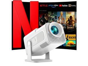 WOLFANG 4K Support Mini Projector, Built-in Apps/Official Netflix, 600 ANSI Lumen, WiFi 6, 180 Rotatable, Smart Portable Projector, Compatible with TV Stick/iOS/Android/PC/PS5/HDMI/AV