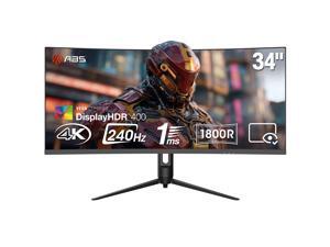 ABS 34" Ultrawide UWQHD 2K 1440P (Quasi 4K)  240Hz with AMD FreeSync 1ms HDR400 1500R Curved Gaming Computer Monitor with Height Adjustable stand GQ341NE