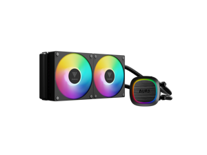 GAMDIAS AURA GL240 V2 240mm AIO Liquid CPU Cooler, Rotatable Pump Cover, 2 x 120mm Hidden Cable ARGB PWM Fans, Daisy-Chained, Support Low-Noise PWM & ARGB Sync, Intel LGA 1851/1700, AMD AM5/AM4