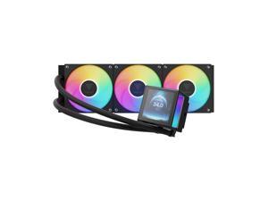 GAMDIAS CHIONE P5-360 Liquid CPU Cooler, 360mm AIO w/Customizable 3.4" IPS LCD, Rotatable Magnetic Pump, Hidden Cable Fan (Daisy-Chained), Support PWM & ARGB MB Sync, Intel LGA 1851; AMD AM5, Black