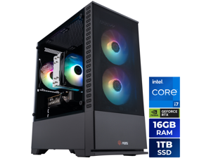 ABS Cyclone Aqua Prebuilt Gaming PC - Windows 11 - Intel Core i7-14700F - GeForce RTX 5060 8GB - DLSS 4 - 16GB DDR4 - 1TB NVMe SSD