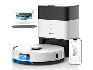 AIRROBO TBT50+ Robot Vacuum and Mop (6000Pa Suction) Ultrasonic Carpet Sensor, 60-Day Self-Cleaning, LiDAR Navigation and Mapping, Voice/App Control, 240min Runtime