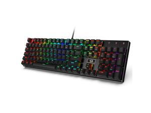 Redragon K556 RGB LED Backlit Wired Mechanical Gaming Keyboard, Aluminum Base, 104 Standard Keys Linear & Quiet Red Switches