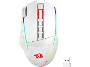 Redragon M991 Wireless Gaming Mouse, 26000 DPI 3-Mode Gamer Mice w/Rapid Fire Key, 9 Macro Buttons, Powerful Capacity and RGB Backlight for PC/Mac/Laptop White