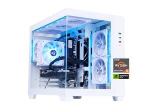 Mloong White Gaming PC AMD Ryzen 5 5500 (Up to 4.2 GHz) CPU, GeForce RTX 3050 6GB, 1TB NVME SSD, 16GB DDR4 RAM 3200MHz, 650W PSU,7ARGB Fans, Windows 11 Home 64-bit WIFI Gaming Desktop, White