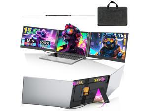 15.6" Triple Laptop Screen Extender, Ultra-Thin FHD 1080P IPS Portable Monitor, Plug & Play via HDMI/USB-A/Type-C, 180° Rotation with Kickstand, Compatible with Mac/Windows/Android/Dex