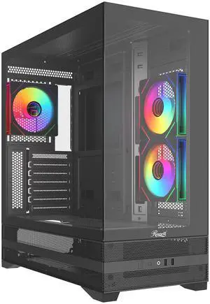 Rosewill ACA501 Mid Tower ATX Gaming PC Computer Case Black, 3 Addressable RGB Fans Pre-Installed, Tempered Glass Side Panel, Back Plug Motherboard Design