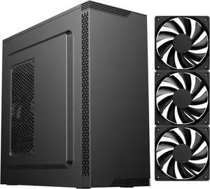 DIYPC  DIY-S05-BK Black USB3.0 Steel  ATX Mid Tower Computer Case, 3 x120mm Black Fan (2 x front, 1x Rear Pre-Installed)