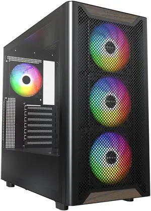 MONTECH XRWood, Genuine Black Walnut Front, ATX Mid-Tower PC Gaming Case, Glass Side Panel, 4 x 120mm GF120 ARGB PWM Fans Pre-Installed , Black (XRWOOD)