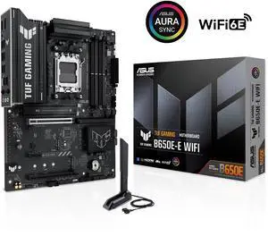 ASUS TUF GAMING B650E-E WIFI AMD AM5 B650 ATX motherboard, 8+2+1 80A DrMOS stage, DDR5, PCIe 5.0 Ready, 3x M.2, Wi-Fi 6E, 2.5 Gb LAN, DisplayPort, HDMI, USB 20Gbps Type-C, BIOS FlashBack, Aura Sync