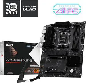 MSI PRO B850-S WIFI6E AM5 AMD B850 SATA 6Gb/s 5G Network Wi-Fi6E DDR5 Motherboard
