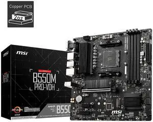 MSI B550M PRO-VDH Micro-ATX Motherboard - AMD AM4, Ryzen 5000/4000/3000 Ready, PCIe 4.0, Dual M.2, USB 3.2 Gen 1, 2.5G LAN, Realtek Audio