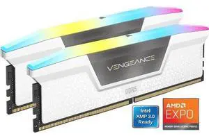 CORSAIR Vengeance RGB 32GB (2 x 16GB) 288-Pin PC RAM DDR5 6000 (PC5 48000) Desktop Memory Model CMH32GX5M2N6000Z36W