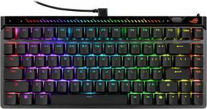 ASUS ROG Falchion Ace 75 HE Wired Analog/Hall Effect Gaming Keyboard - 75% TKL, USB, Hot Swappable HFX V2 Magnetic Switch, Rapid Trigger, 8KHz Polling, ABS Keycap, Carry Case, Web-based Config - Black