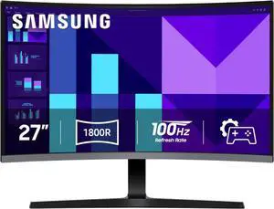 Samsung S3 27" Full HD 100Hz with AMD FreeSync 1800R Curved Computer Monitor for both Work & Casual Gaming LS27D368GANXZA