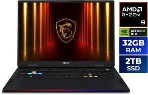 MSI Raider - 18" GeForce RTX 5080 Laptop GPU - AMD Ryzen 9 9955HX3D - 32GB DDR5 5600MHz Memory - 2 TB SSD - Wi-Fi 7 Windows 11 Pro Gaming Laptop - 120 Hz Mini LED (Raider A18 HX A9WIG-082US )