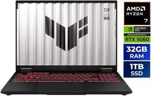 ASUS TUF Gaming A16 - 16" WQXGA 165 Hz - AMD Ryzen 7 260 - GeForce RTX 5060 Laptop GPU - 32GB Memory DDR5 5600 - 1TB PCIe SSD - Windows 11 Home  (FA608UM-NS76)
