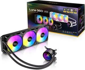 Antec Luna 360 ARGB AIO Liquid CPU Cooler, 3x120mm PWM ARGB Fans, Infinity Mirror Pump Head Design, High-Performance Cooling, Intel LGA 1700/1851 & AMD AM4/AM5