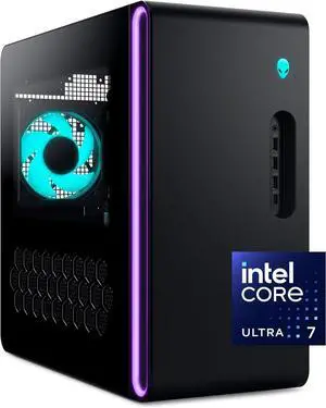 Alienware Aurora Gaming Desktop ACT1250 - Intel Core Ultra 7 265F Processor, Air Cooled, NVIDIA GeForce RTX 5060Ti, 16GB DDR5 RAM, 1TB SSD, 500W Platinum Rated PSU, Win 11 Home - Clear Panel