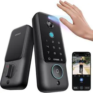 Lockin Veno Plus - All-in-One Smart Lock for Front Door - Palm Vein & Fingerprint Keyless Entry - 2K 180° Ultra-Wide Camera, Night Vision, Built-in WiFi & 8GB Storage - No Monthly Fee