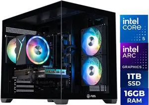 Flux II Aqua Gaming PC Windows 11 Intel Core i5 120 Arc A580 8GB 16GB 1TB SSD