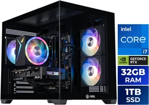 ABS Flux II Aqua Prebuilt Gaming PC - Windows 11 - Intel Core i7-14700F - GeForce RTX 5070 12GB - DLSS 4 - 32GB DDR5 - 1TB NVMe SSD