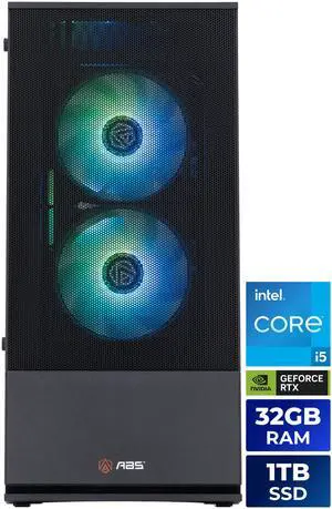 ABS Cyclone Aqua Prebuilt Gaming PC - Windows 11 - Intel Core i5-14400F - GeForce RTX 5060 8GB - DLSS 4 - 32GB DDR4 3200 - 1TB M.2 SSD