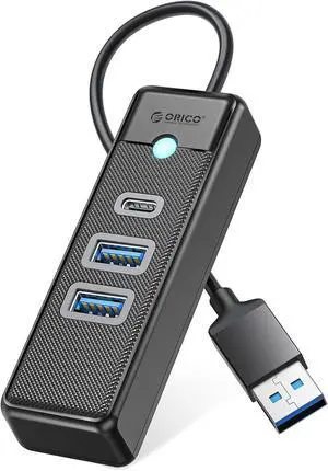 ORICO USB Hub, 3 Ports USB 3.1 Type A to USB 3.0 Hub Adapter with 2 USBA, 1 Type C for Laptop, Mobile Phone, Tablet with 0.5ft Cable, Compatible with Mac OS 10.X and Above, Linux, Android