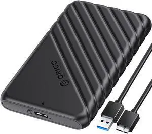 ORICO 2.5 inch External Hard Drive Enclosure USB 3.0 to SATA III for 7mm and 9.5mm SATA HDD SSD Tool Free [UASP Supported] Black (25PW1-U3)