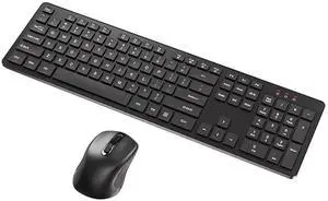 2.4GHz Full Size Wireless Keyboard and Mouse Combo, Ergonomic Design Compatible with Windows and Linux, 800/1200/1600 DPI - Plug and Play