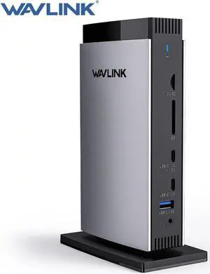 WAVLINK DisplayLink Docking Station Triple Monitor 4K60Hz with 100W PD Chaing for New MacBook Neo, Mac M1/M2/M3 ,Windows, 3 HDMI, 2 DP, Ethernet Port, Audio/Mic, SD/TF, 5 USB Ports, 130W Power Supply