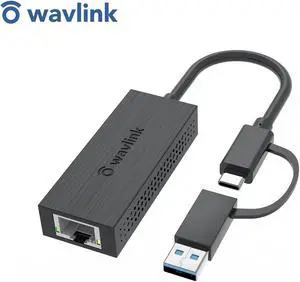 WAVLINK USB-C and USB-A to 2.5 Gigabit Ethernet Adapter, 2-in-1 USB 3.2 Type-A/Type-C to 2500Mbps RJ45 LAN Converter, Compact & Portable Compatible for Microsoft Windows, Mac OS, iPadOS and More