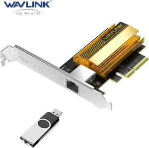 WAVLINK 10G Base-T PCIe Network Card, 10000/5000/2500Mbps PCI Express Ethernet Adapter with AQC113 Controller, 10G NIC for Windows 11/10 & Linux with Low Profile Bracket