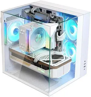 Zalman ZQBE ATX-Mid Tower Gaming PC Case - 3 x 120mm PWM ARGB Fans with Multi-Port PWM Hub/ARGB Controller Included, Three-Sided Full Panoramic Tempered Glass Panels, USB Type-C, White