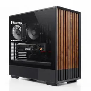 Zalman P10 NAMU mATX Mini Tower PC Case - 3 x 120mm Fans Preinstalled, Genuine Walnut Wood Front Panel, Tempered Glass Side Panel, Type-C, M-ATX / ITX Computer Case, Black