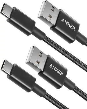 USB Type C Cable, Anker [2-Pack 3Ft] Premium Nylon USB-C to USB-A Fast Charging Type C Cable, for Samsung Galaxy S10 / S9 / S8 / Note 8, LG V20 / G5 / G6 and More
