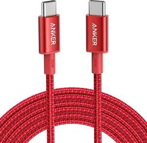Anker USB C Cable 100W 10ft, New Nylon USB C to USB C Cable 2.0, Type C Charging Cable Fast Charge for MacBook Pro 2020, iPad Pro 2020, iPad Air 4, Galaxy S20, Pixel, Switch, LG, and More(Red)