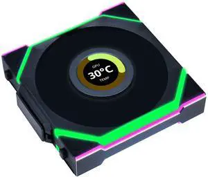 Lian Li UNI Fan SL LCD Wireless (Reverse Blade) 120mm ARGB Fan - Single Pack - 1.6" LCD - 2.4 GHz Wireless Signal for RGB & Fan Control - Controller NOT Included & Required - Black(12RSLLCD1W1B)