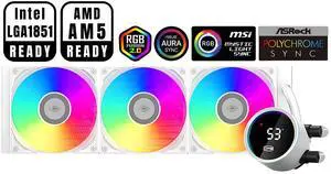 PCCOOLER CPS DA360 Pro ARGB Digital AIO CPU Liquid Cooler, 360mm Radiator, 300W TDP, 270° Rotatable Digital Display, Infinity Halo ARGB Effect, for Intel LGA 1851/1700/1200/115X & AMD AM5/AM4, White