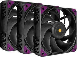 Super Flower, MEGACOOL 120mm fan, Triple-Pack, 12-pole motor design, super cooling performance, PWM, Purple Anti-Vibration Mounting Pads, Computer Case Fan, Remote Control, SF-PF121-BK_3P, 30mm depth